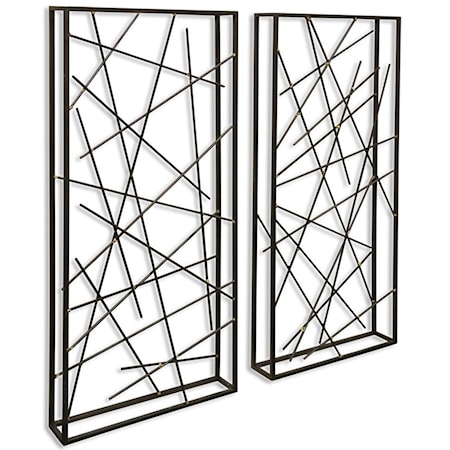 Contemporary Set of 2 Metal Wall Sculptures